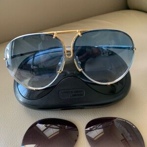 PORSCHE SUNGLASSES two-tone metal with extra lenses.